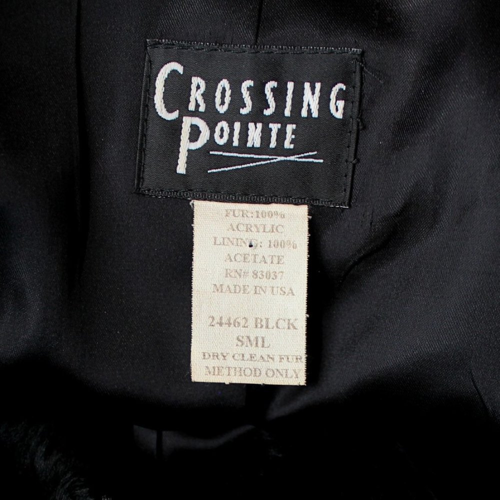 VTG Long Full Length Faux Fur Robe Coat Black Shawl Collar Roll Cuff Hinge Hook - Picture 10 of 10
